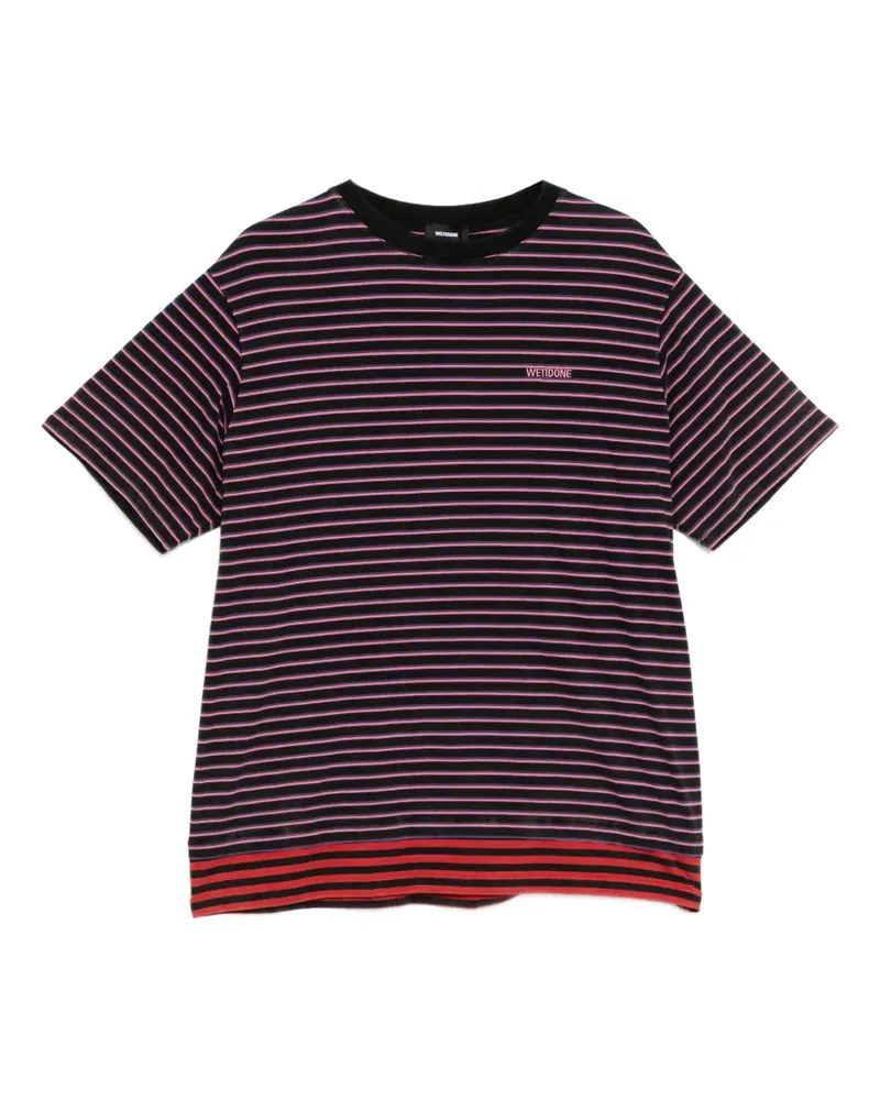WE 11 DONE Gestreiftes T-Shirt - Schwarz Schwarz