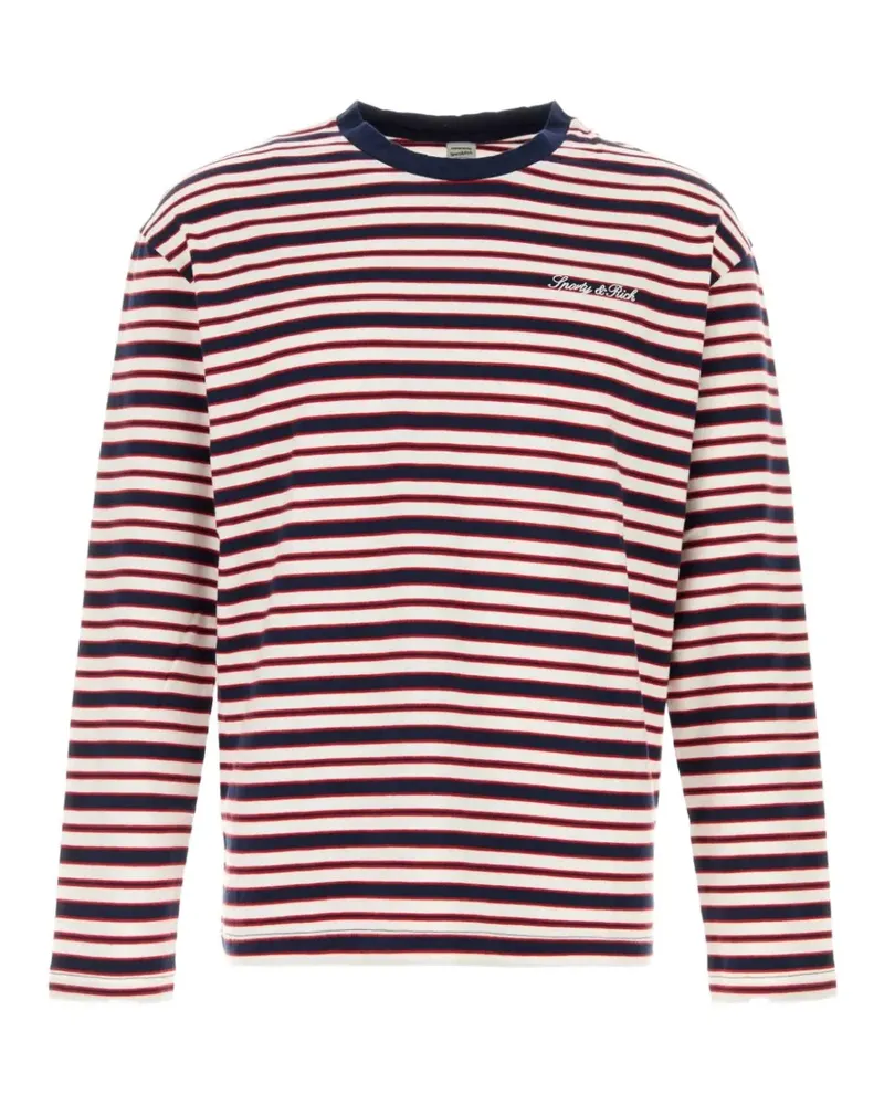 SPORTY & RICH Fale Signature Sweatshirt mit Streifen - Weiß Weiß