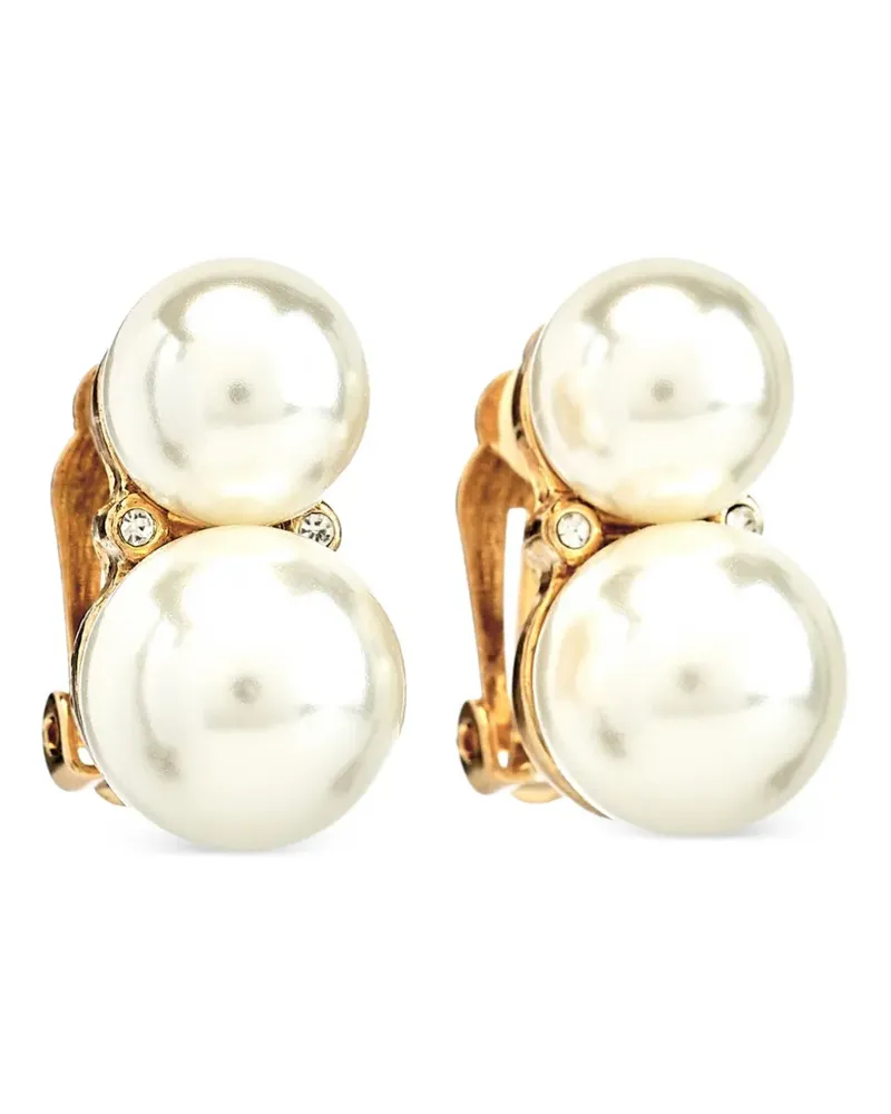 Kenneth Jay Lane Double Cultura Pearl Ohrclips - Gold Gold