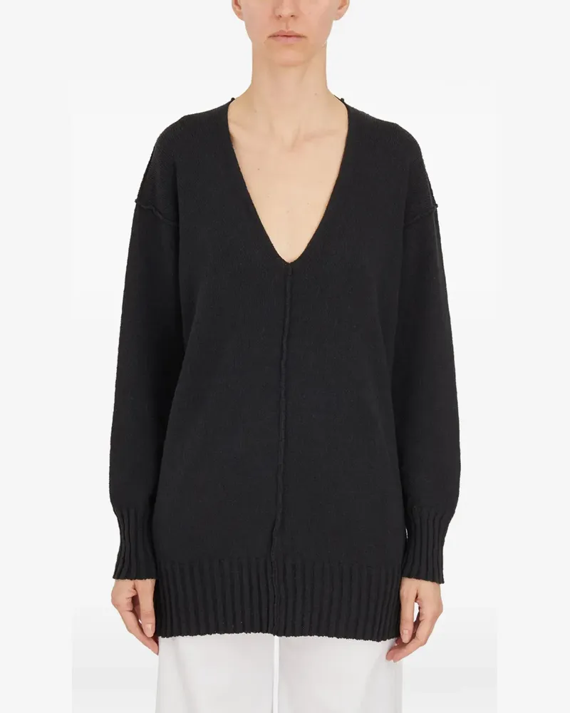 Isabel Benenato V-neck open-back sweater - Schwarz Schwarz