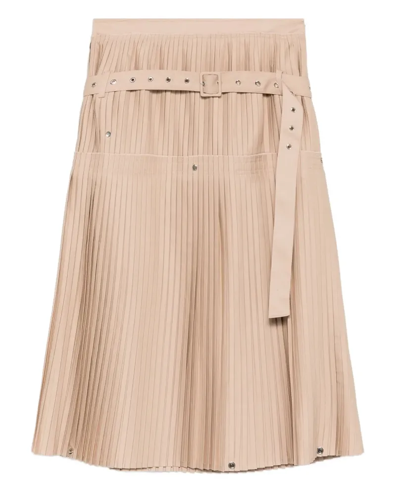 Rokh pleated belted midi skirt - Nude Nude