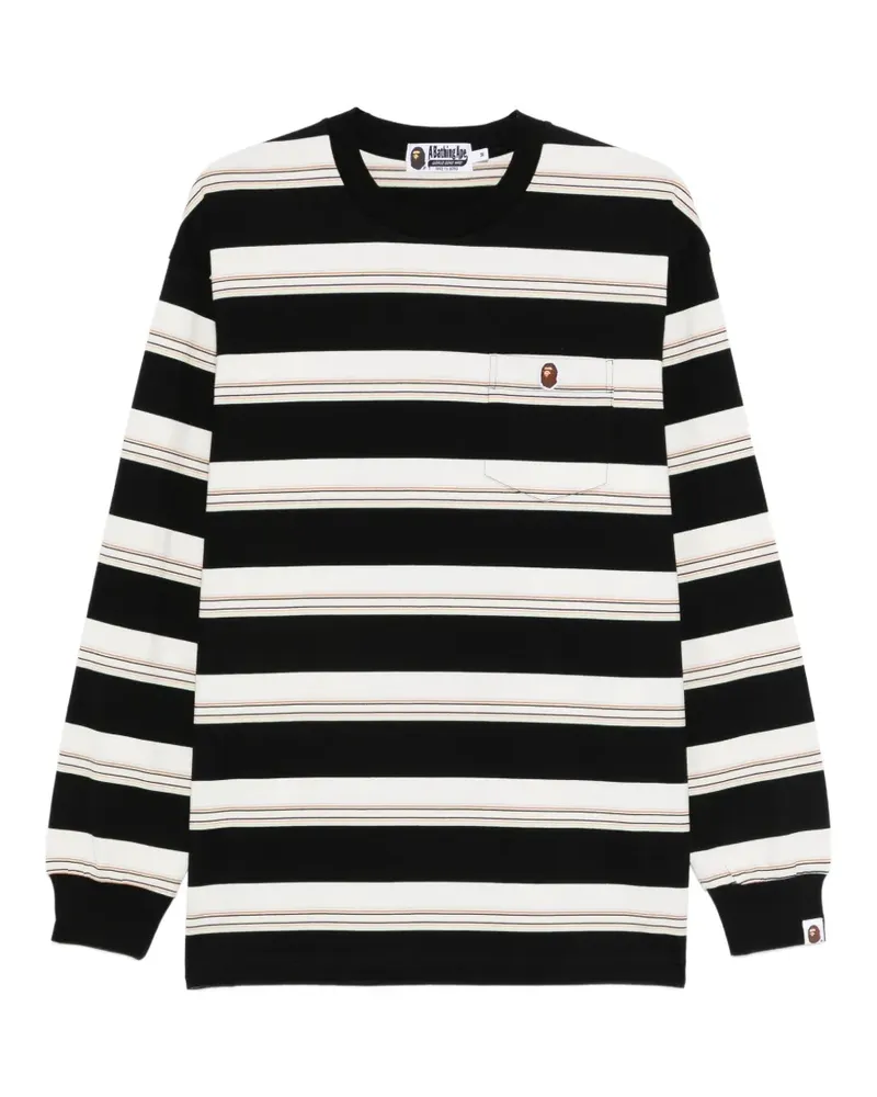 BAPE striped chest-pocket T-shirt - Schwarz Schwarz