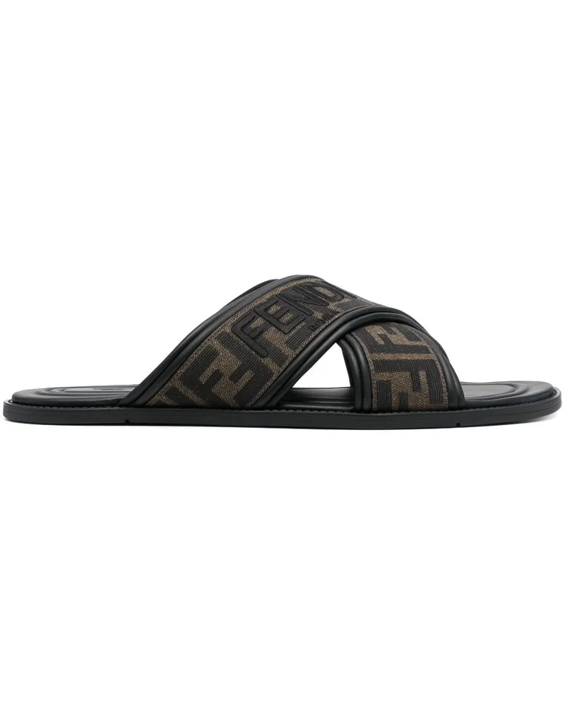 Fendi Pantoletten mit FF-Jacquard - Schwarz Schwarz