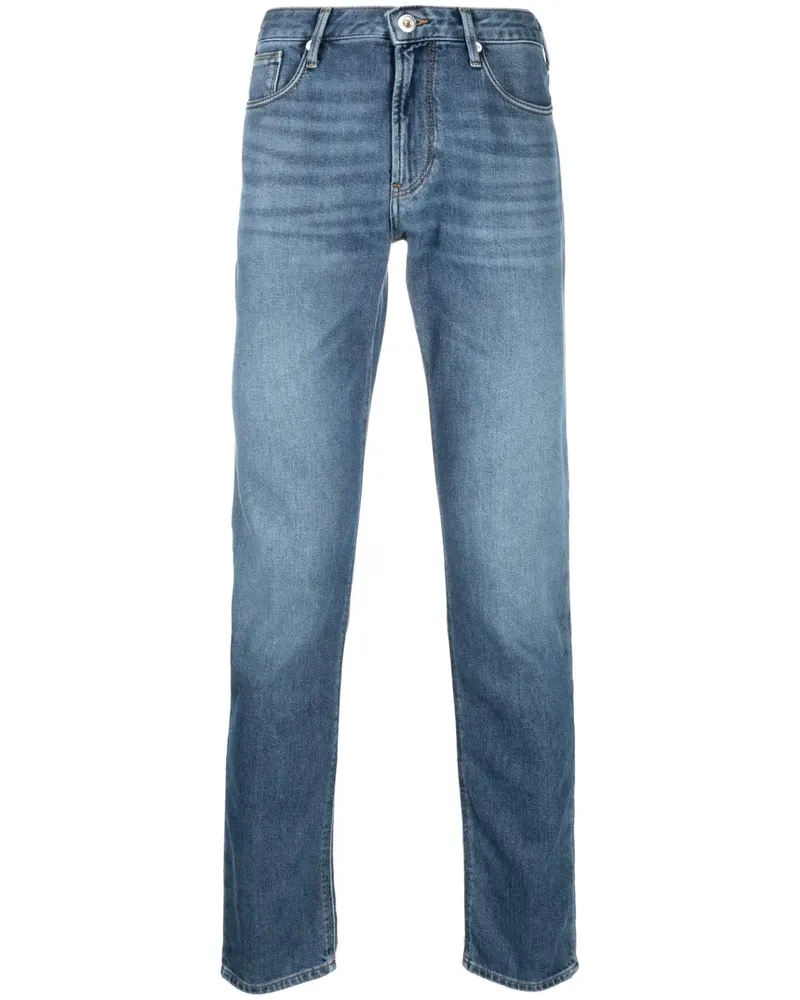 Emporio Armani Ausgeblichene Slim-Fit-Jeans - Blau Blau