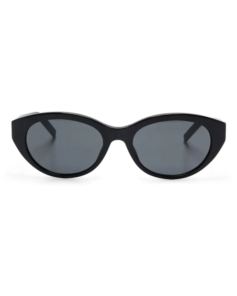 Saint Laurent Sonnenbrille mit ovalem Gestell - Schwarz Schwarz