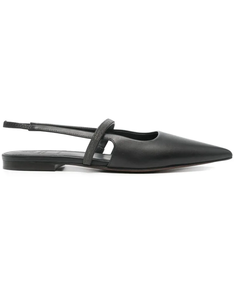 Brunello Cucinelli Ballerinas mit Monili-Kette - Schwarz Schwarz