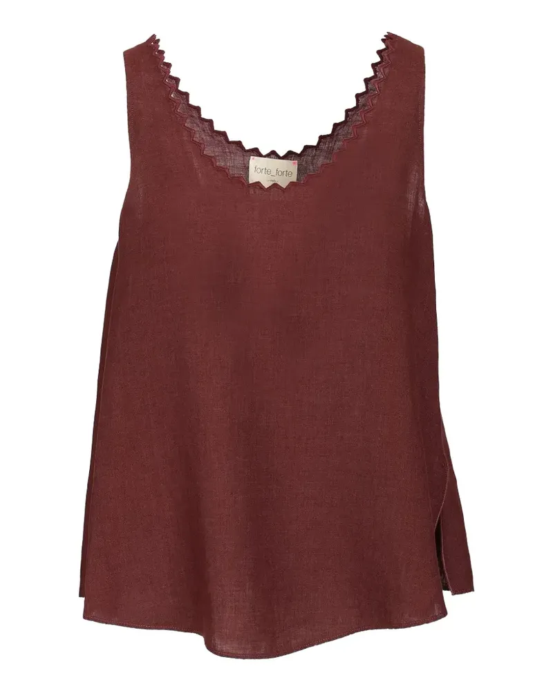 forte_forte Bestickte Bluse mit Muschelsaum - Braun Braun