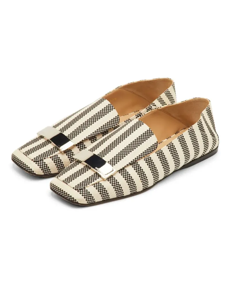 Sergio Rossi SR1 striped moccasins - Nude Nude