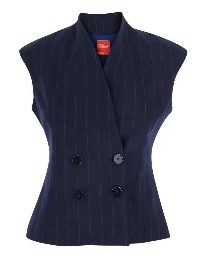 ..,merci pinstripe double-breasted vest - Blau Blau