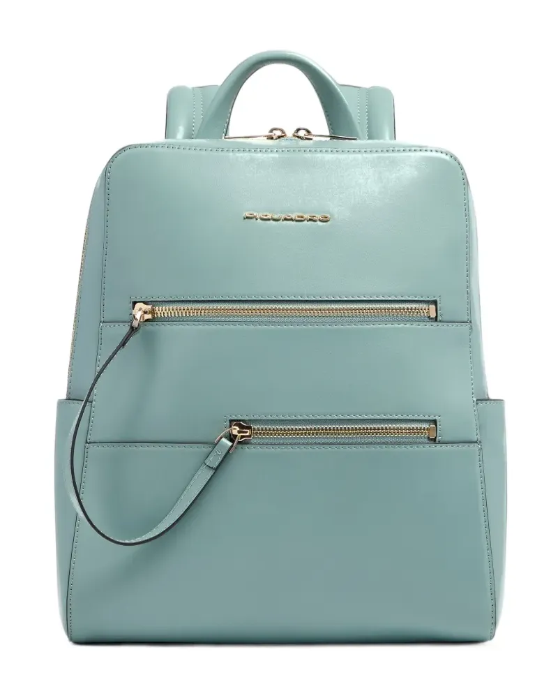 Piquadro Patricia front-zip leather backpack - Blau Blau