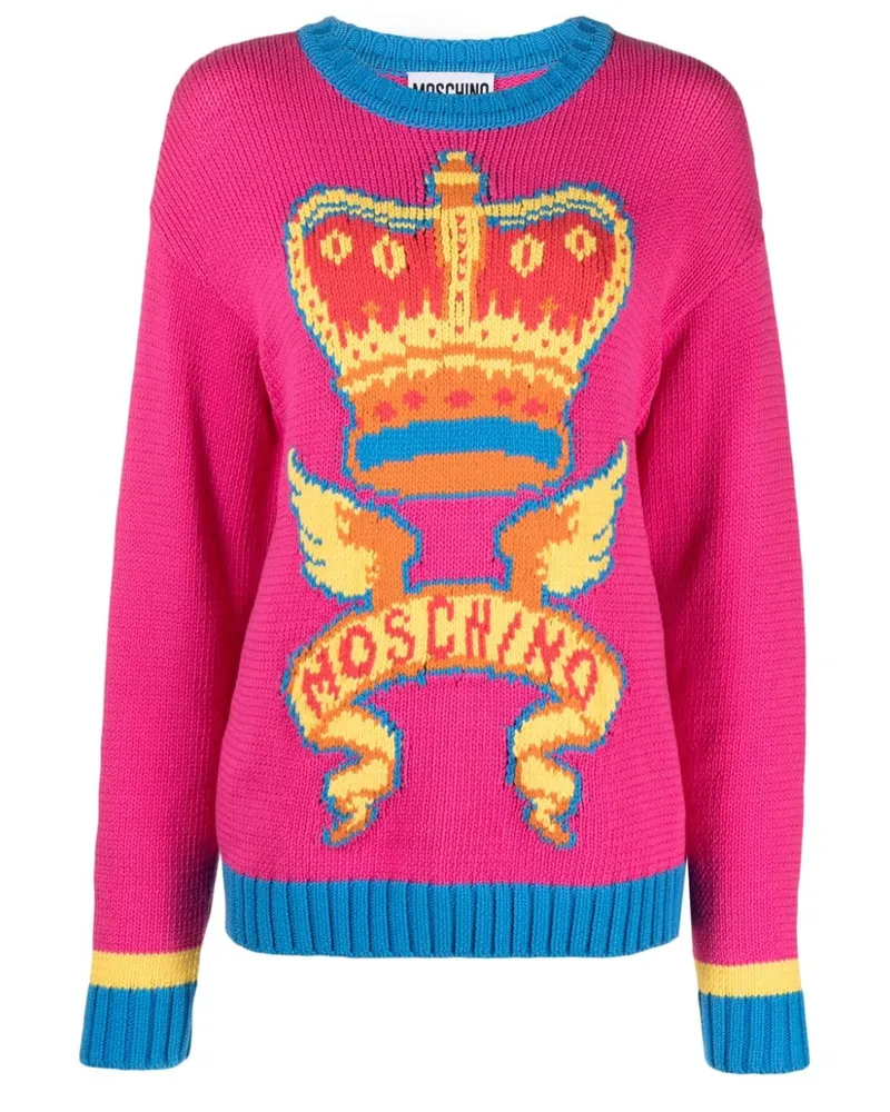 Moschino Pullover mit Intarsienmuster Rosa