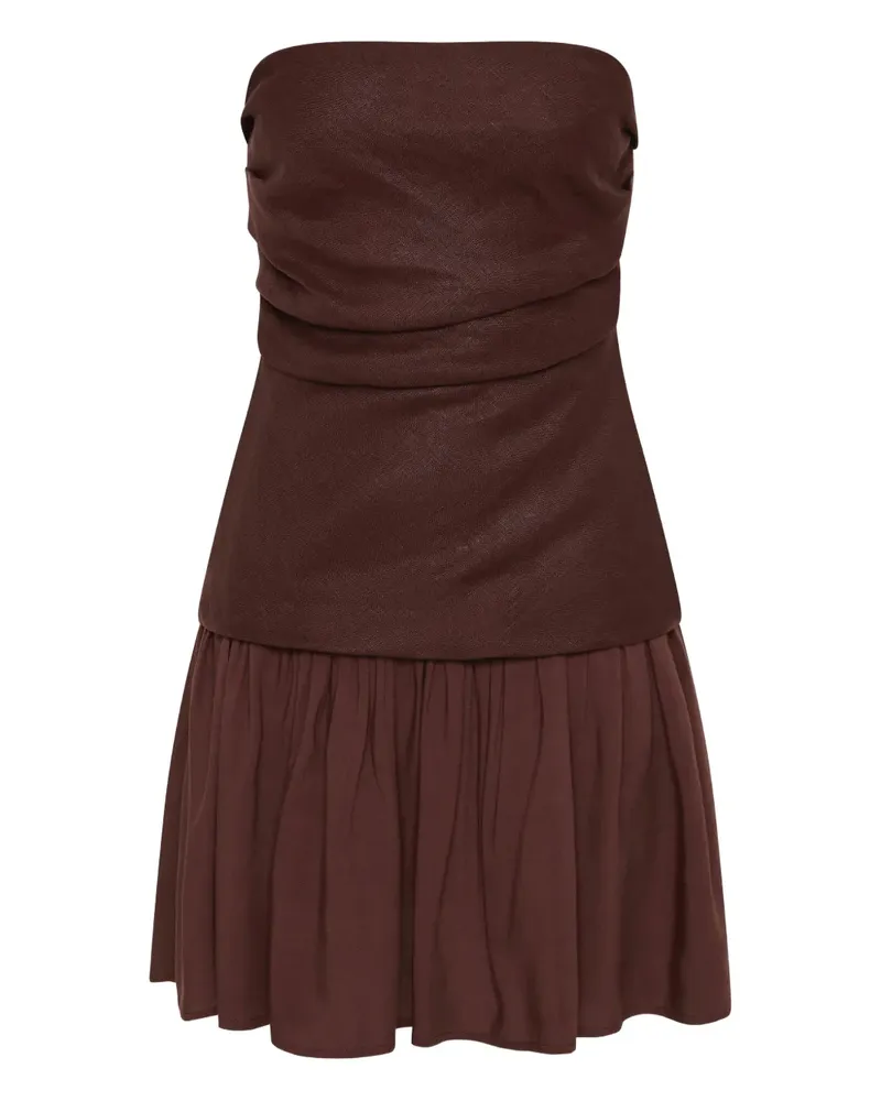 Faithfull The Brand Hedy Minikleid mit eckigem Ausschnitt - Braun Braun