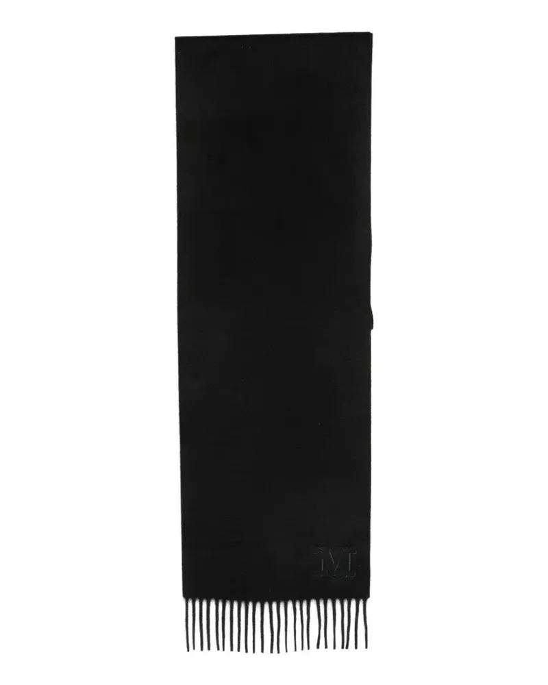 Max Mara Dalia logo-embroidered fringed cashmere scarf - Schwarz Schwarz