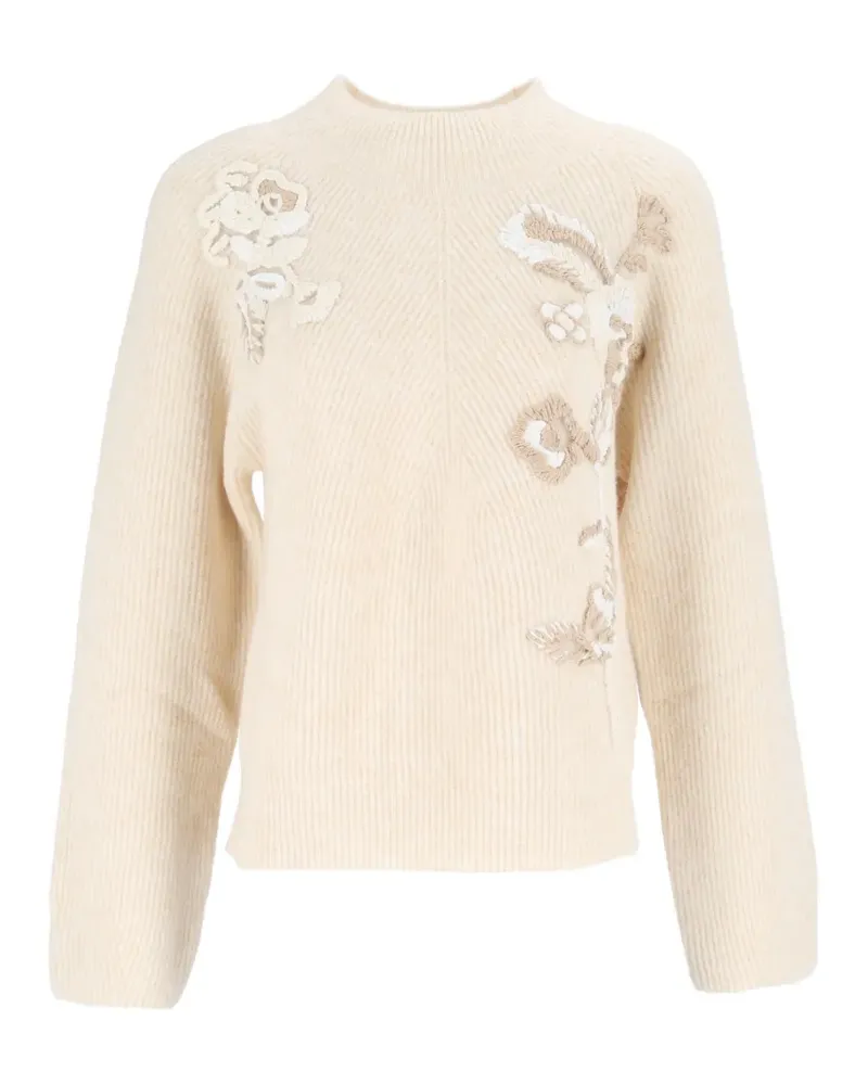 Ermanno Scervino Pullover mit Blumenstickerei mit gerippter Struktur aus Strick - Nude Nude