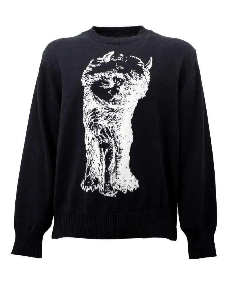 Sacai Pullover mit Katzen-Print - Schwarz Schwarz