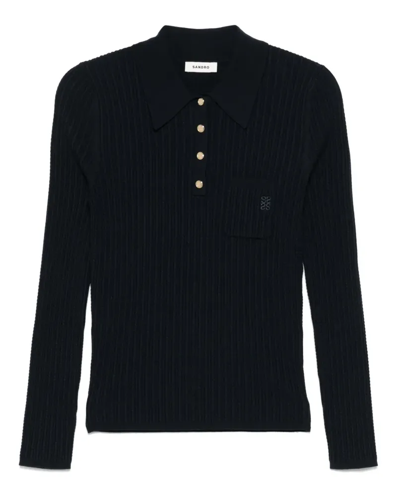 Sandro Poloshirt aus geripptem Strick - Blau Blau