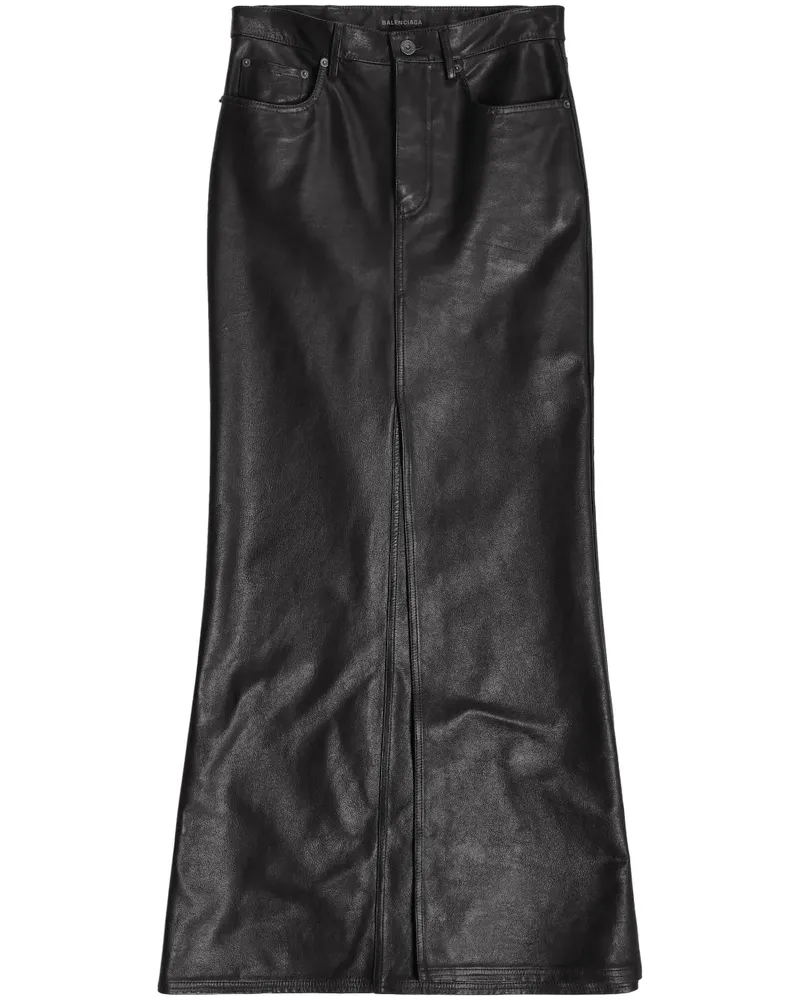Balenciaga Halbhoher Maxirock - Schwarz Schwarz