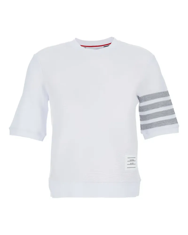 Thom Browne Rundhals-T-Shirt mit Streifen - Weiß Weiß