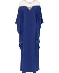 Marchesa Kristallverziertes Abendkleid Blau