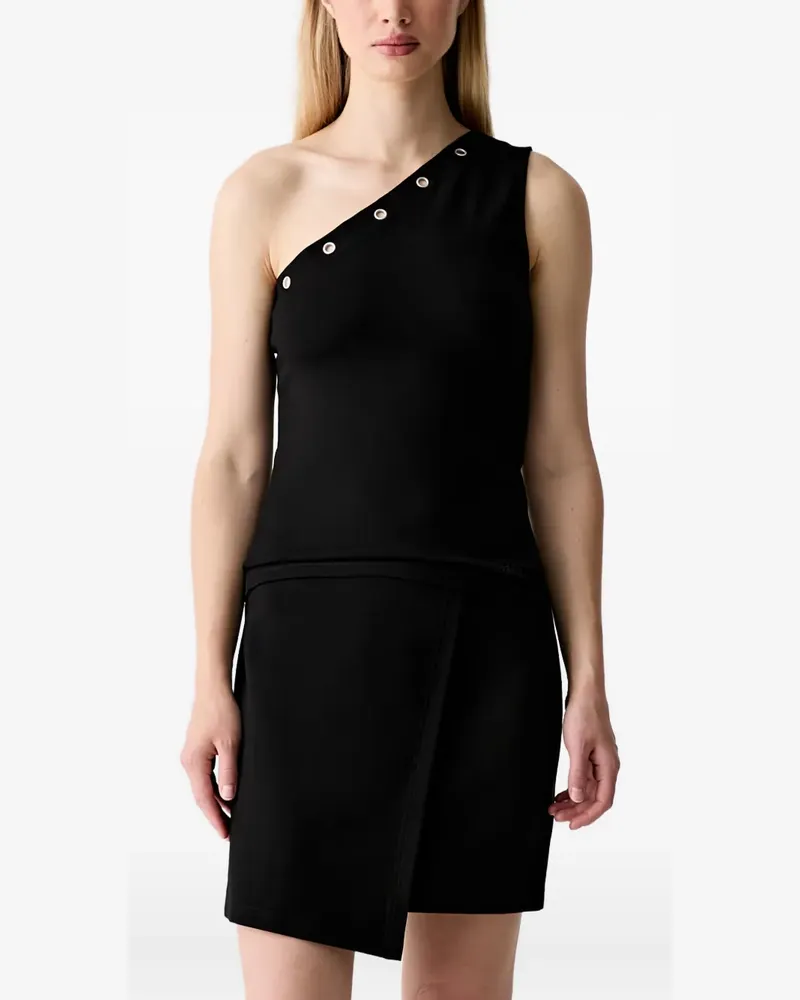 Karl Lagerfeld eyelet-embellished one-shoulder top - Schwarz Schwarz
