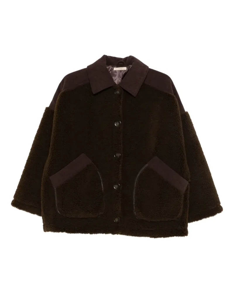 Sessùn corduroy-panel buttoned jacket - Braun Braun