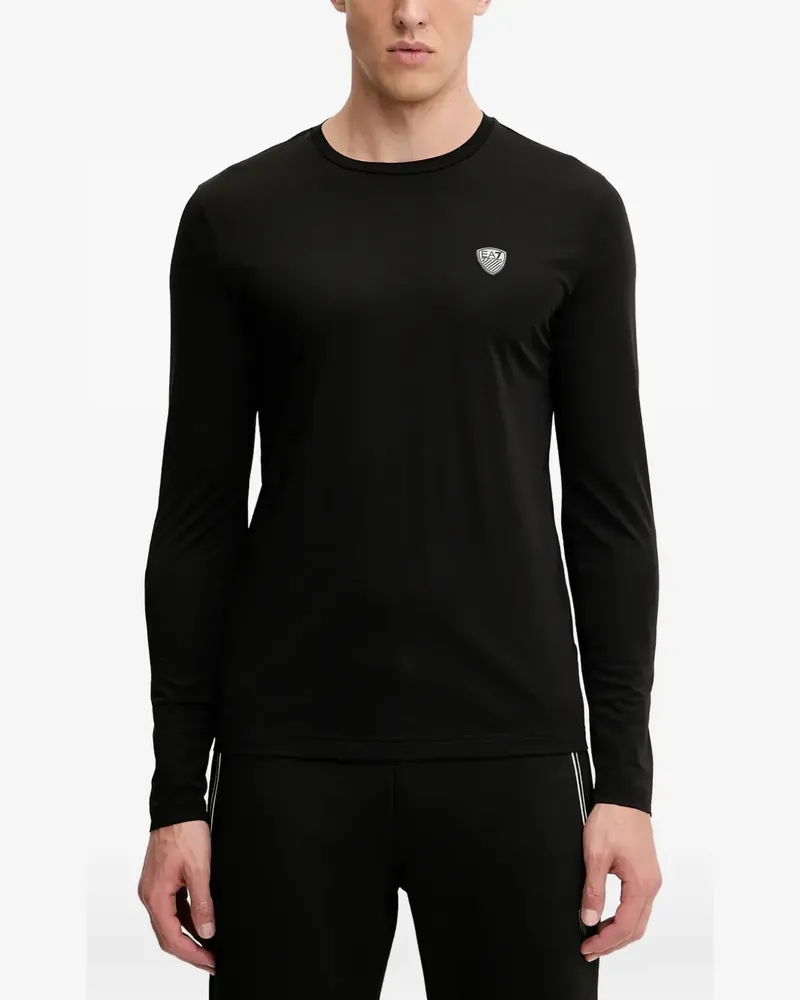 EA7 logo-patch long-sleeve T-shirt - Schwarz Schwarz
