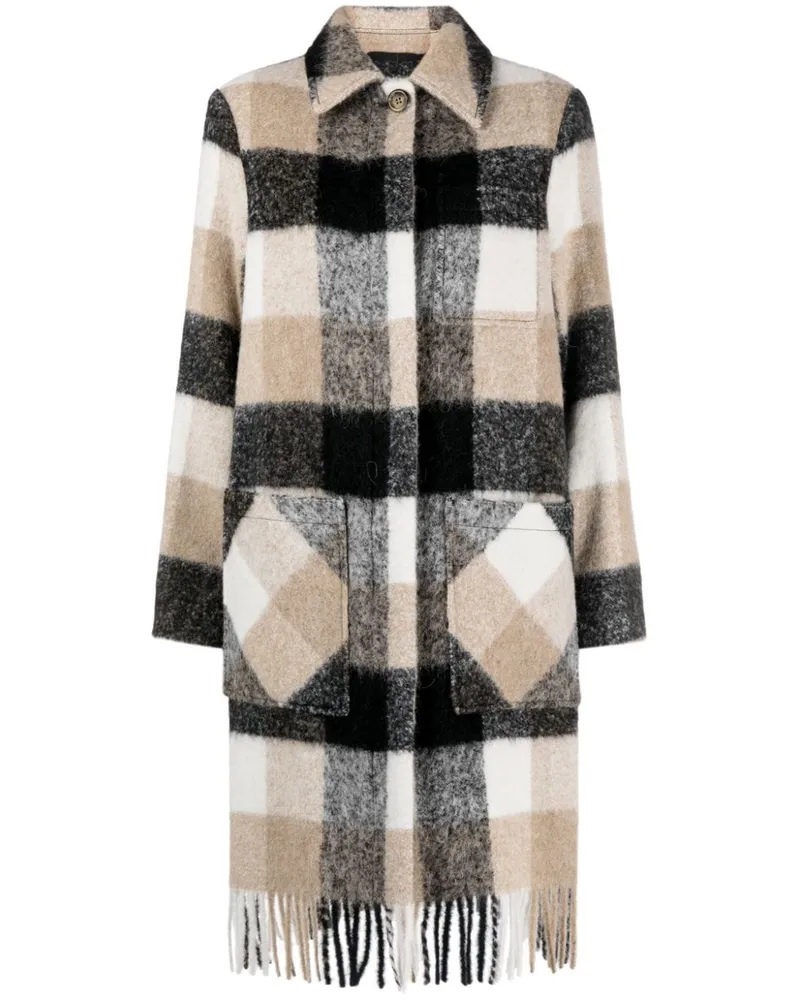Woolrich Karierter Mantel mit Fransensaum - Nude Nude