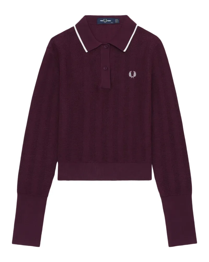Fred Perry Waffelstrick-Oberteil mit Kontrastbesatz - Violett Violett