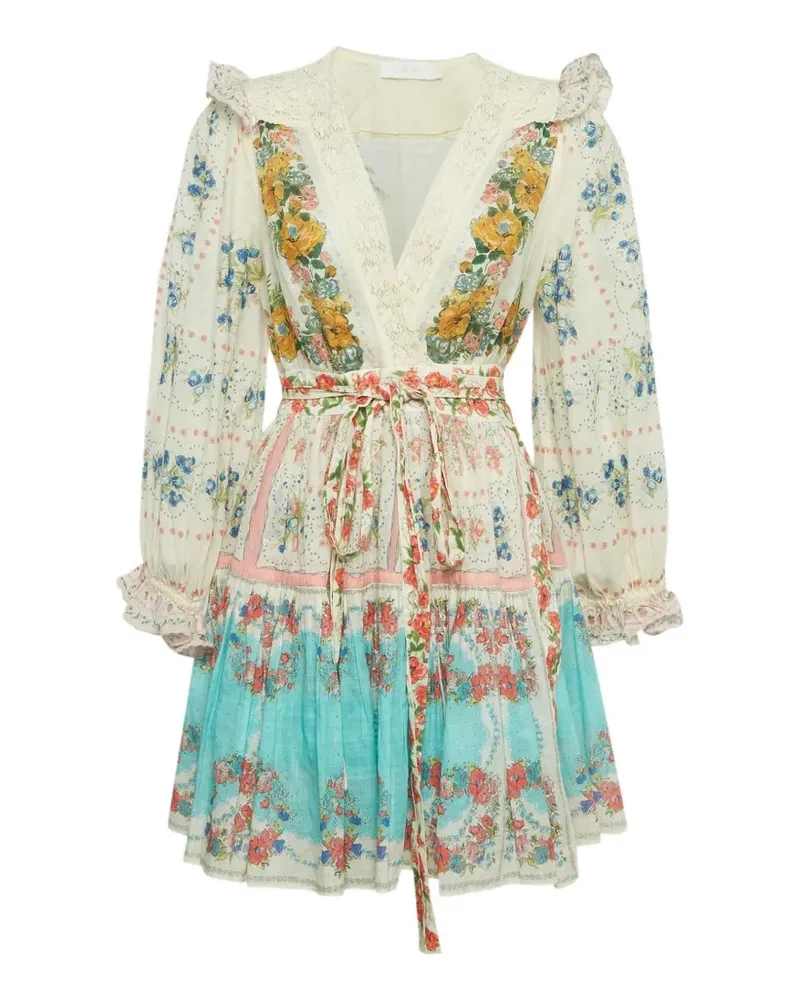 Zimmermann 2023 Clover Minikleid mit Blumenprint - Weiß Weiß