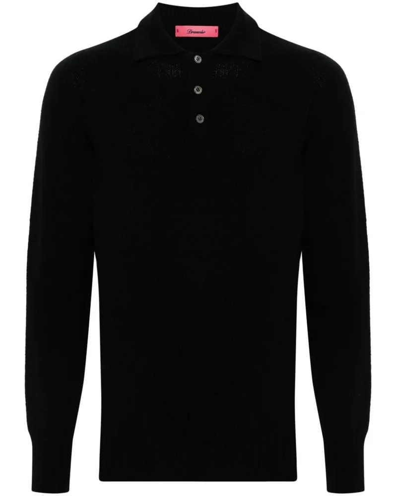 Drumohr  Poloshirt aus Lammwolle Schwarz