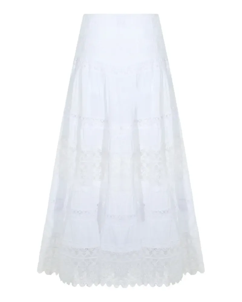 Charo Ruiz lace tiered maxi skirt - Weiß Weiß