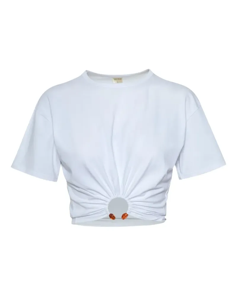 Baobab Collection Gerafftes Tika T-Shirt mit Ringdetail - Weiß Weiß