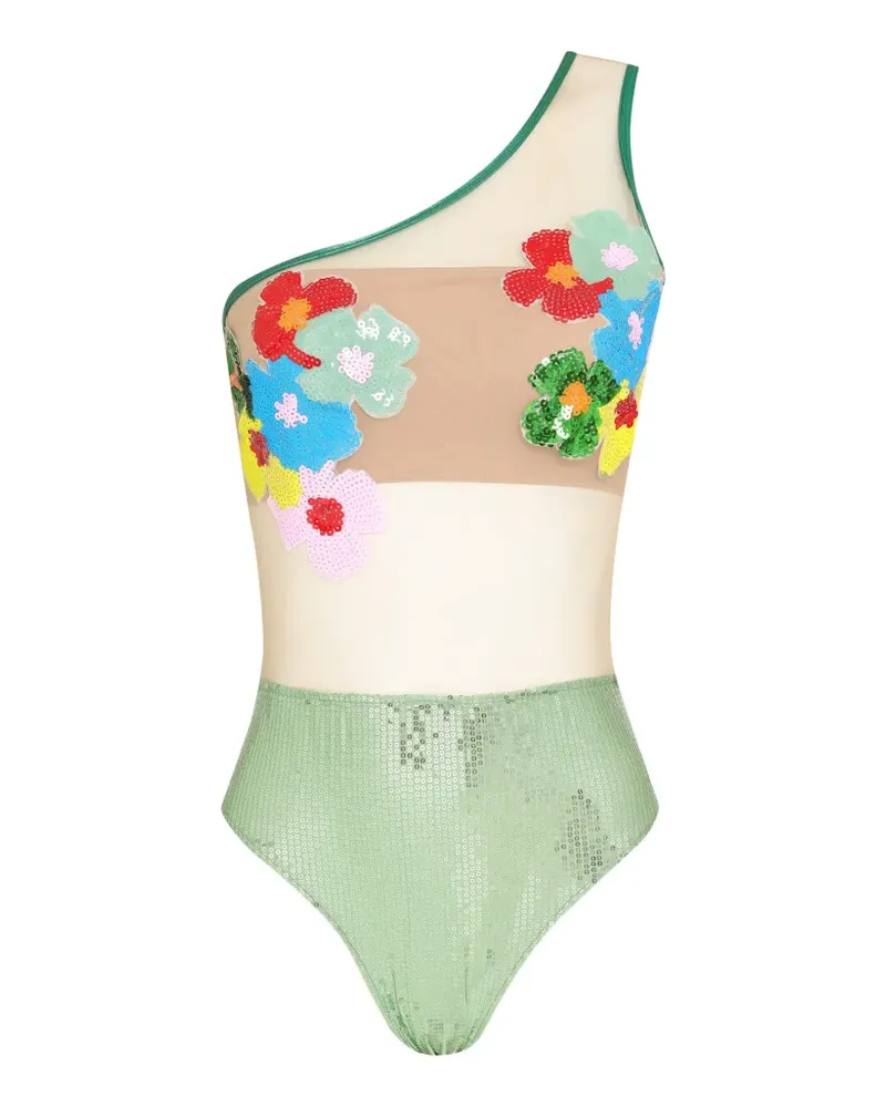 BRIGITTE sequin-embellished floral-patch swimsuit - Grün Grün