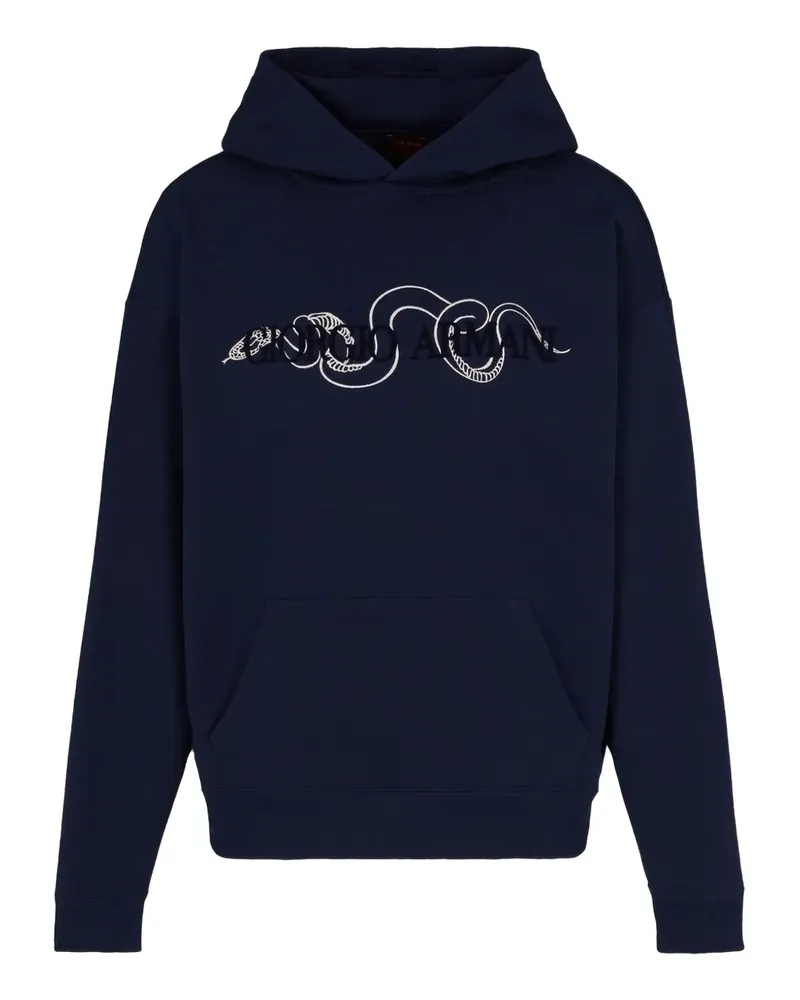 Giorgio Armani logo-print hoodie - Blau Blau