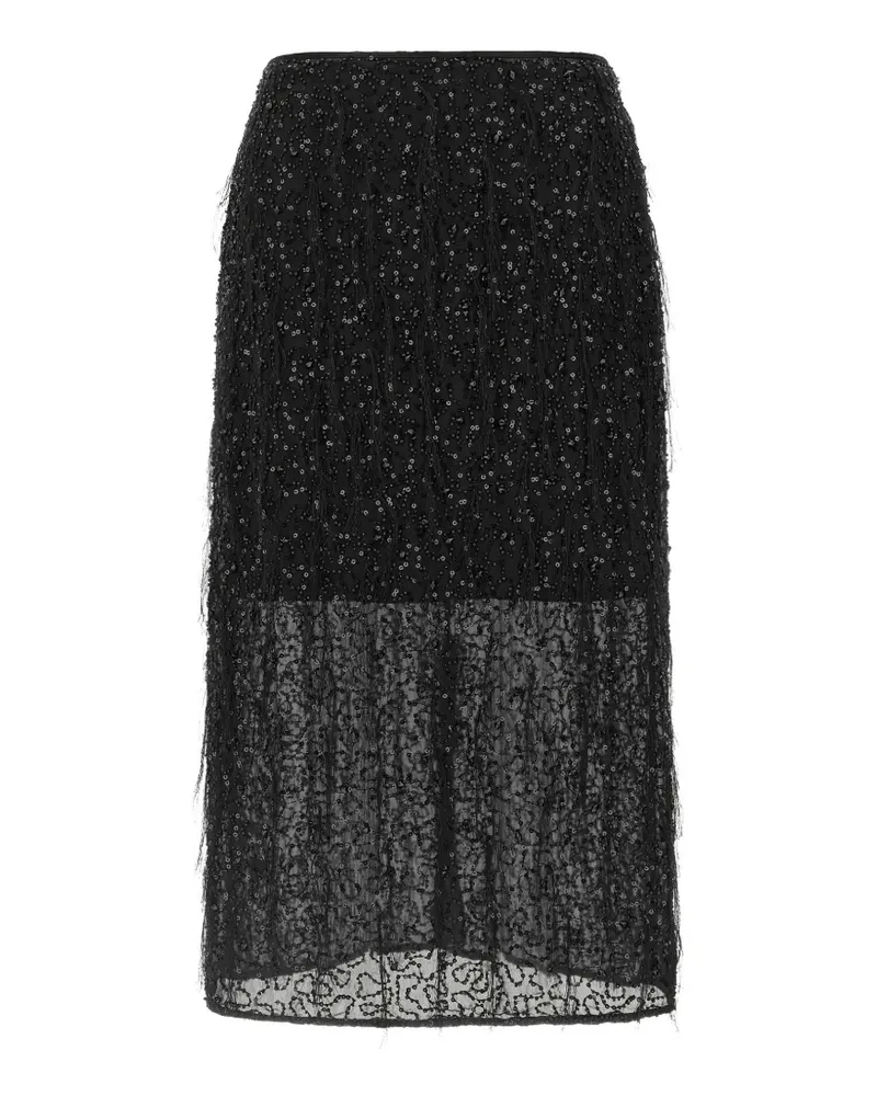 Twin-Set sequin-embellished fringed midi skirt - Schwarz Schwarz
