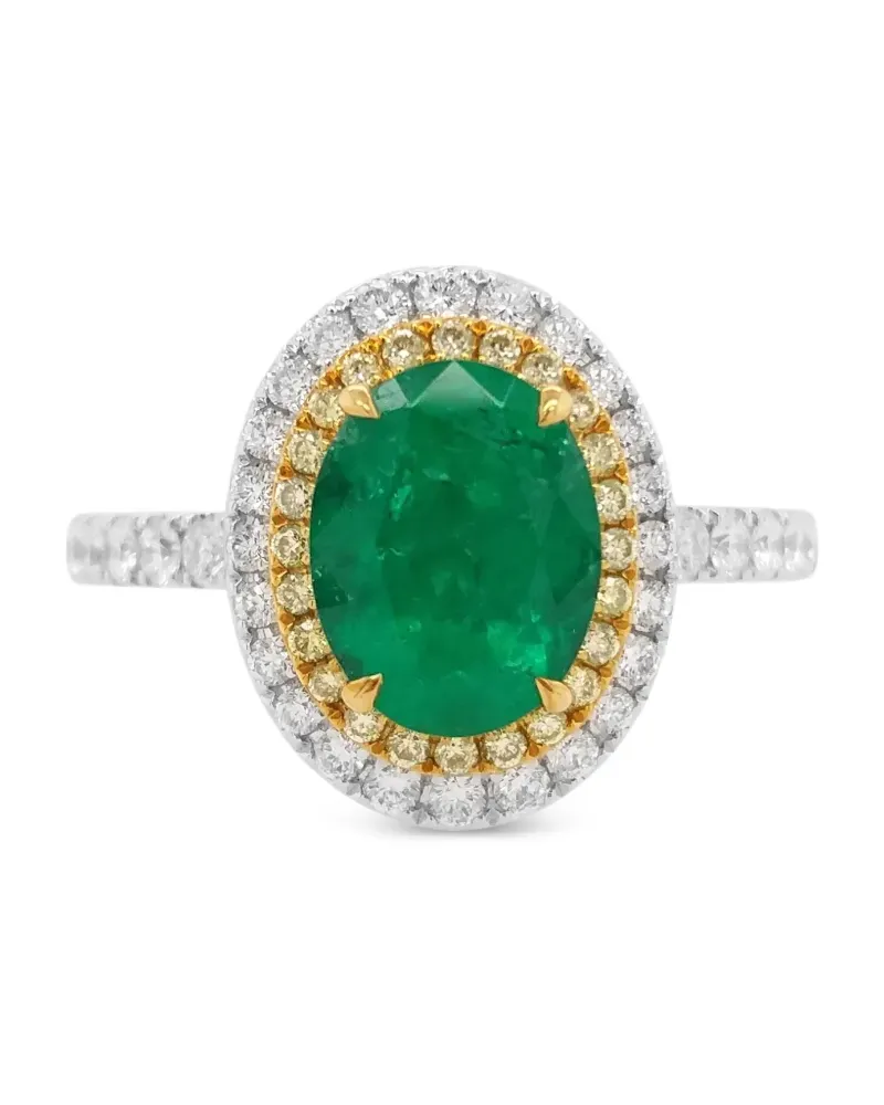 HYT Jewelry 18kt Weißgoldring mit Diamant und Smaragd - Silber Silber