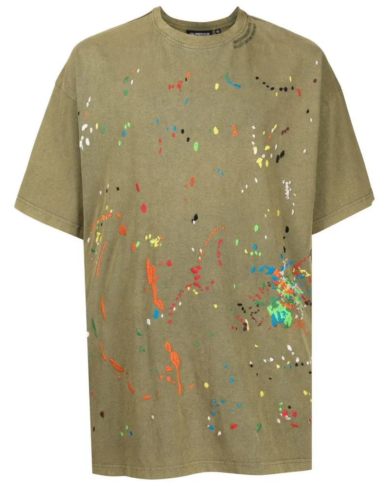 Mostly Heard Rarely Seen T-Shirt mit aufgestickten Farbklecksen - Grün Grün