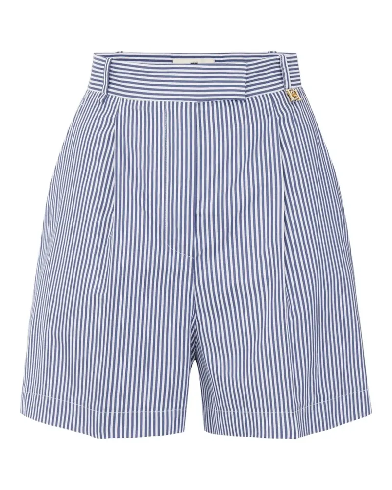 Elisabetta Franchi Gestreiftes Shorts mit Logo - Blau Blau
