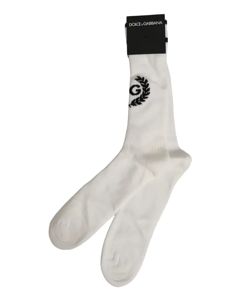 Dolce & Gabbana DG Logo ribbed socks - Weiß Weiß