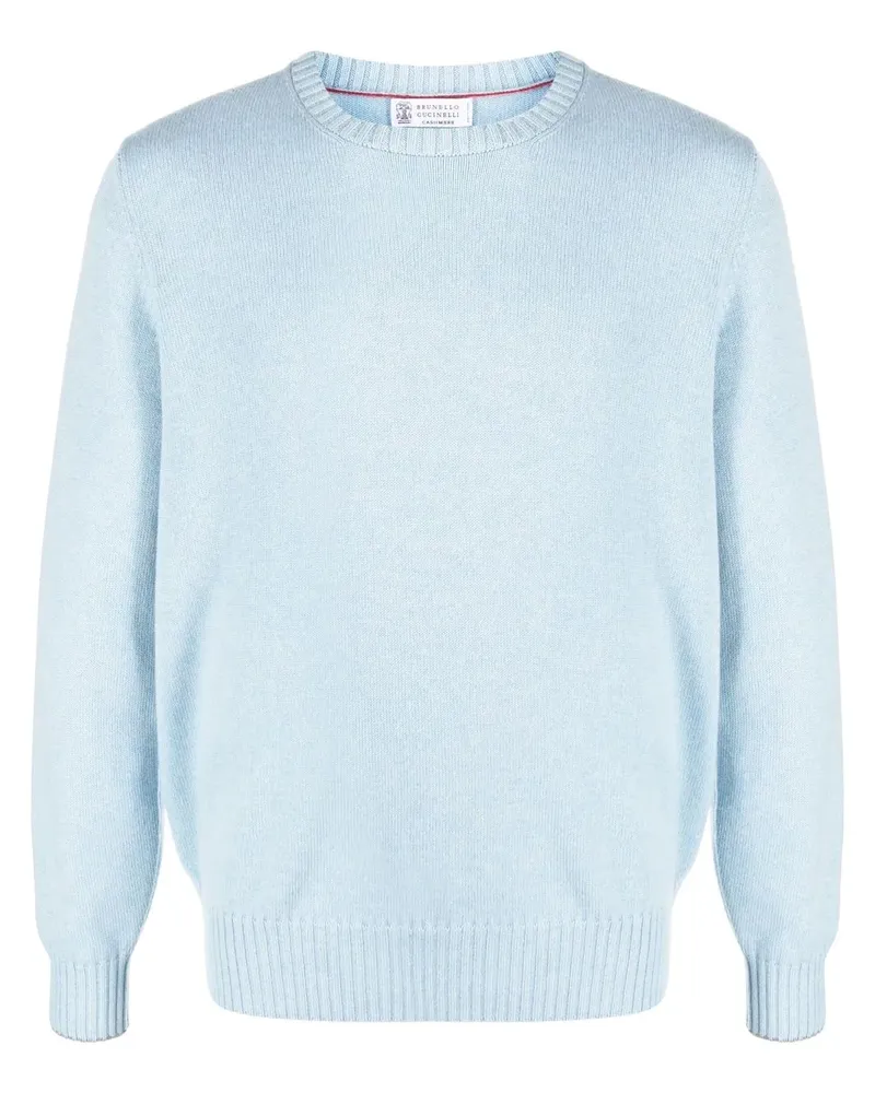 Brunello Cucinelli Fein gestrickter Kaschmirpullover - Blau Blau