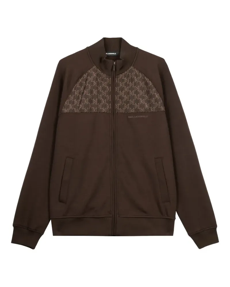 Karl Lagerfeld logo-pattern zip-up jacket - Braun Braun