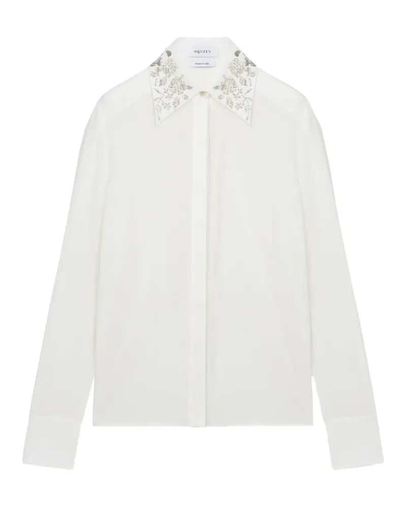 Alexander McQueen floral embroidery shirt in ivory - Weiß Weiß