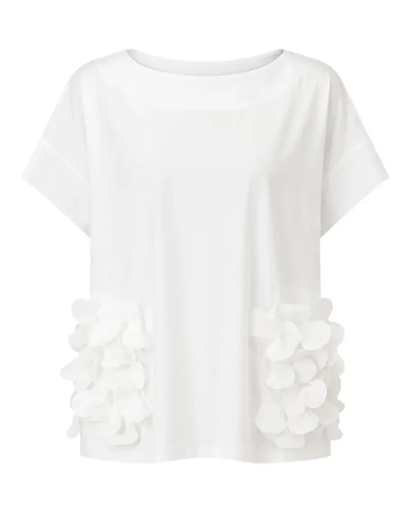 MEIMEIJ U-Boot-Ausschnitt-T-Shirt mit Blumenapplikation - Weiß Weiß