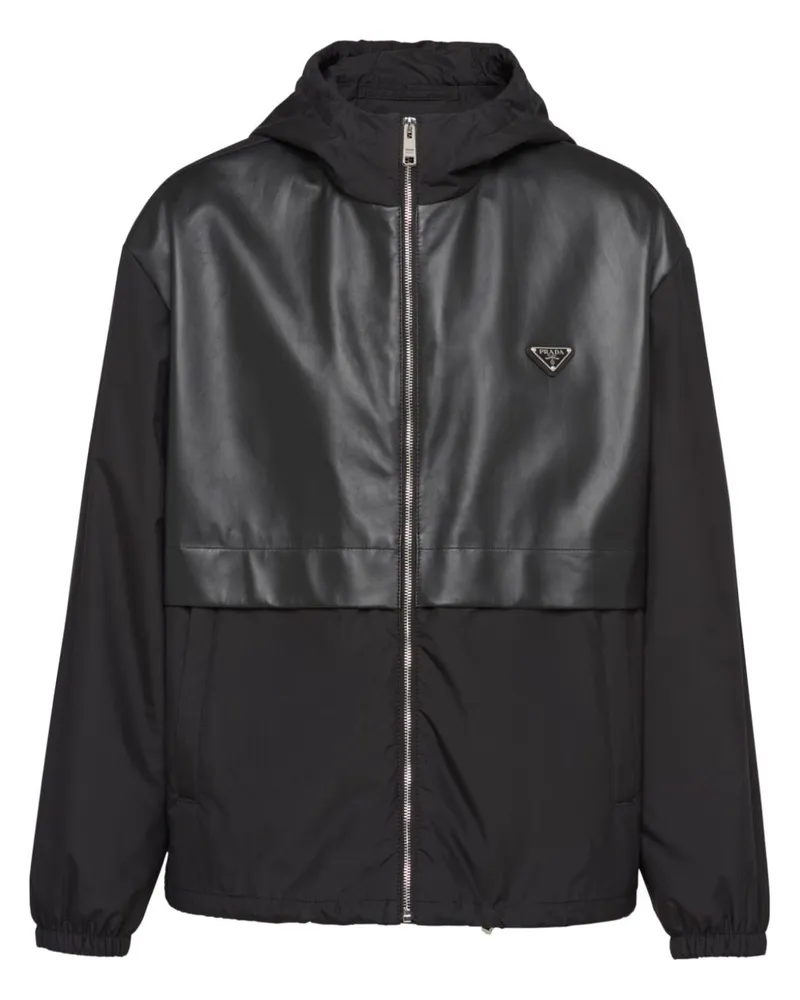 Prada Kapuzenjacke mit Triangel-Logo Schwarz