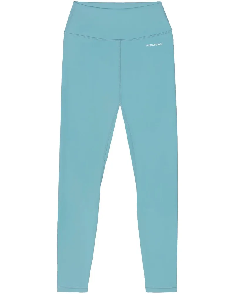 SPORTY & RICH High-Waist-Leggings mit Logo-Print Blau