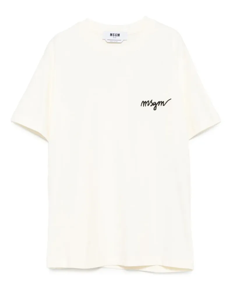 MSGM T-Shirt mit Logo-Stickerei - Nude Nude