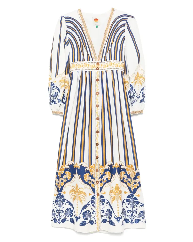 FARM Rio Maxikleid mit grafischem Print - Weiß Weiß