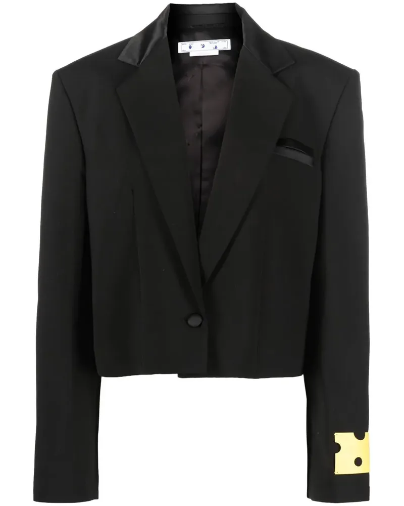 OFF-WHITE Einreihiger Cropped-Blazer - Schwarz Schwarz