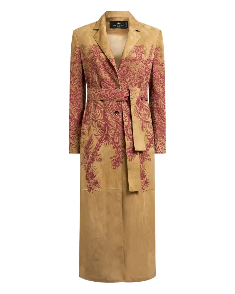 Etro Ledermantel mit Paisley-Print - Braun Braun