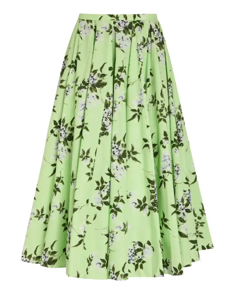 EMILIA WICKSTEAD Rhea floral-print pleated midi skirt - Grün Grün